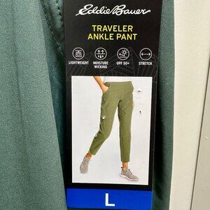 Eddie Bauer Traveler Ankle Pant Women's Size L Lightweight UPF 50+ 4-Way Stretch